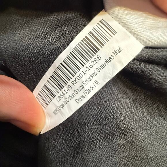 Quince NWOT Organic Cotton Gauze Smocked Sleeveless Maxi Dress Black Sz Med Eco - Picture 9 of 13